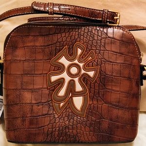 World" Croco Embossed Crossbody Bag